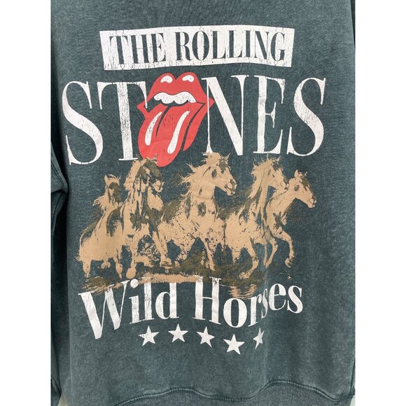 The Rolling Stones Wild Horses Gray Graphic Sweatshirt Womens XS Distressed - Picture 3 of 6